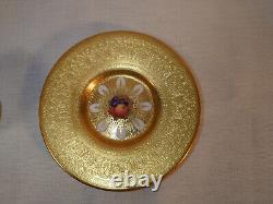 Aynsley Tea Coffee Cup Saucer heavy gilt embossed Gold edge Gilded Orchard rare