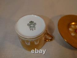 Aynsley Tea Coffee Cup Saucer heavy gilt embossed Gold edge Gilded Orchard rare