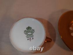 Aynsley Tea Coffee Cup Saucer heavy gilt embossed Gold edge Gilded Orchard rare
