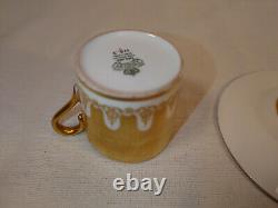 Aynsley Tea Coffee Cup Saucer heavy gilt embossed Gold edge Gilded Orchard rare