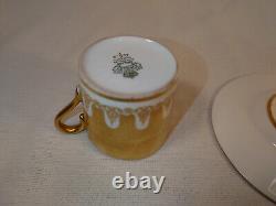Aynsley Tea Coffee Cup Saucer heavy gilt embossed Gold edge Gilded Orchard rare