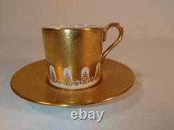 Aynsley Tea Coffee Cup Saucer heavy gilt embossed Gold edge Gilded Orchard rare