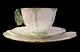 Aynsley Tea Cup Art Deco Butterfly Handle Green & White Trio Tea Set Vgc