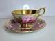 Aynsley Tea Cup Saucer Set Pink Cabbage Rose Gold Hue Interior England Vintage