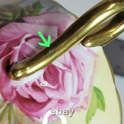 Aynsley Tea Cup Saucer Set pink cabbage rose gold hue interior England vintage