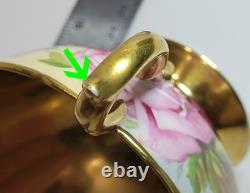 Aynsley Tea Cup Saucer Set pink cabbage rose gold hue interior England vintage