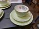 Aynsley Vintage Bone China Flower Motif Tea Cup Saucer Mint Green Gold