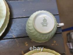 Aynsley Vintage Bone China Flower Motif Tea Cup Saucer Mint Green Gold