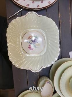 Aynsley Vintage Bone China Flower Motif Tea Cup Saucer Mint Green Gold