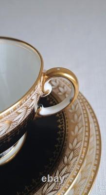 Aynsley/t Goode & Co Vtg Filigree Bone China Teaset Trios Blk/gold Rare Find