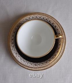 Aynsley/t Goode & Co Vtg Filigree Bone China Teaset Trios Blk/gold Rare Find