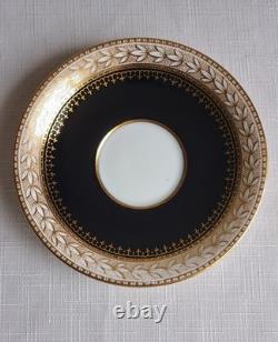 Aynsley/t Goode & Co Vtg Filigree Bone China Teaset Trios Blk/gold Rare Find