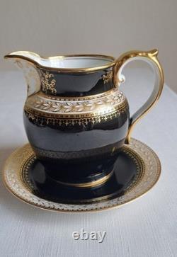 Aynsley/t Goode & Co Vtg Filigree Bone China Teaset Trios Blk/gold Rare Find