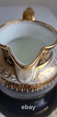 Aynsley/t Goode & Co Vtg Filigree Bone China Teaset Trios Blk/gold Rare Find