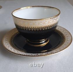 Aynsley/t Goode & Co Vtg Filigree Bone China Teaset Trios Blk/gold Rare Find