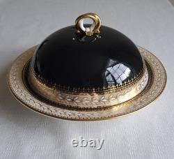 Aynsley/t Goode & Co Vtg Filigree Bone China Teaset Trios Blk/gold Rare Find