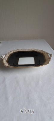 Aynsley/t Goode & Co Vtg Filigree Bone China Teaset Trios Blk/gold Rare Find