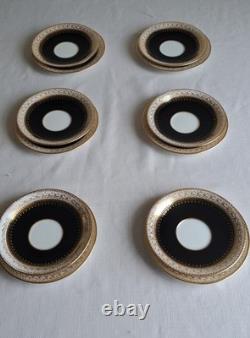 Aynsley/t Goode & Co Vtg Filigree Bone China Teaset Trios Blk/gold Rare Find
