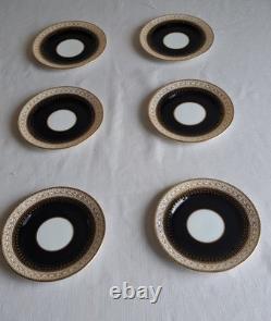 Aynsley/t Goode & Co Vtg Filigree Bone China Teaset Trios Blk/gold Rare Find