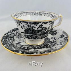 BLACK AVES by Royal Crown Derby Cup & Saucer NEW NEVER USED made England