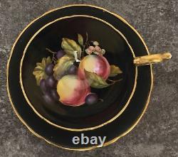 BLACK AYNSLEY Orchard Gold 1174 porcelain CUP & SAUCER DUO no 1