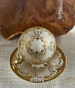 Bailey Banks And Biddle Cauldon England Raised Gold Gilding Tea Cup & Saucer