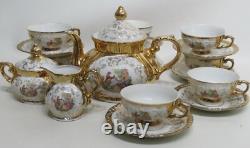 Bavaria China Coffee Set Pot Creamer/Sugar Cups & Saucers 22Gold Karat BAV419