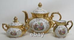 Bavaria China Coffee Set Pot Creamer/Sugar Cups & Saucers 22Gold Karat BAV419