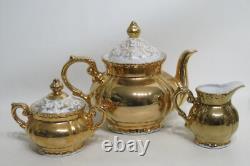 Bavaria China Coffee Set Pot Creamer/Sugar Cups & Saucers 22Gold Karat BAV419