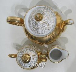 Bavaria China Coffee Set Pot Creamer/Sugar Cups & Saucers 22Gold Karat BAV419