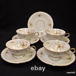 Bavaria Edelstein Set of 4 Cups & Saucers + Extra Saucer Aurora Gold 1929-1972