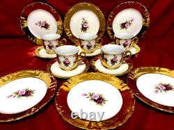 Bavaria Germany Handerbeit 16 Piece Set Cups & Saucers & Plates 22 Carat Gold