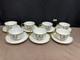 Bavaria Pink Roses Green / Gold Rim Set Of 7 Cups & Saucers 2 1/4 Tall