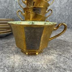 Bavaria Tirschenreuth 710 Tea Cups & Saucers 24K Gold Encrusted Art Deco