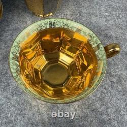 Bavaria Tirschenreuth 710 Tea Cups & Saucers 24K Gold Encrusted Art Deco
