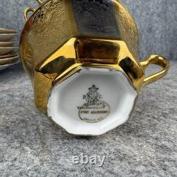 Bavaria Tirschenreuth 710 Tea Cups & Saucers 24K Gold Encrusted Art Deco