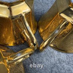 Bavaria Tirschenreuth 710 Tea Cups & Saucers 24K Gold Encrusted Art Deco