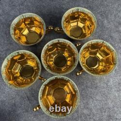 Bavaria Tirschenreuth 710 Tea Cups & Saucers 24K Gold Encrusted Art Deco
