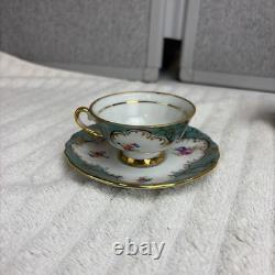 Bavarian Demitasse Tea Set Gold-Rim Teapot Creamer Sugar Bowl 6 Cups & Saucers