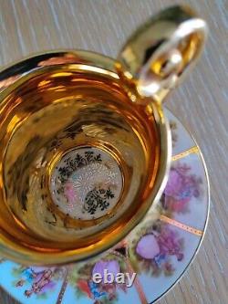 Beautiful Alt Wien cup and saucer gold gilding PINK SET