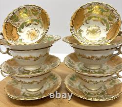 Beautiful Antique George Jones Crescent Duo, Cup Saucer X 6 Pre 1921 (1873)