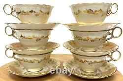 Beautiful Antique George Jones Crescent Duo, Cup Saucer X 6 Pre 1921 (1873)