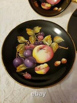 Beautiful Aynsley Black Trio Fruit Orchard-HAND PAINTEDTea Cup, Saucer and plate