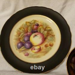 Beautiful Aynsley Black Trio Fruit Orchard-HAND PAINTEDTea Cup, Saucer and plate