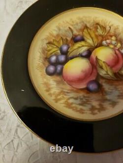 Beautiful Aynsley Black Trio Fruit Orchard-HAND PAINTEDTea Cup, Saucer and plate