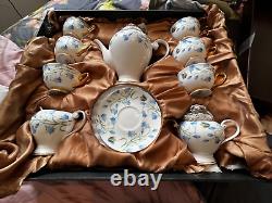 Beautiful Czech Versace vintage tea set Blue White gold- floral wide rim GIFT