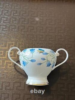 Beautiful Czech Versace vintage tea set Blue White gold- floral wide rim GIFT