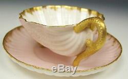 Beautiful Delicate Shell Bone Shaped Gold Gilt Tea Cup & Saucer