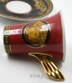 Beautiful Rosenthal Versace Medusa Coffee Cup & Saucer New Unused Red Black Gold