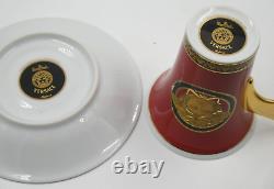 Beautiful Rosenthal Versace Medusa Coffee Cup & Saucer New Unused Red Black Gold